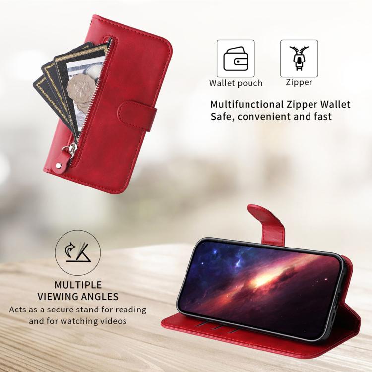 iPhone 16/17 Calf Texture Zipper Leather Fashion Case