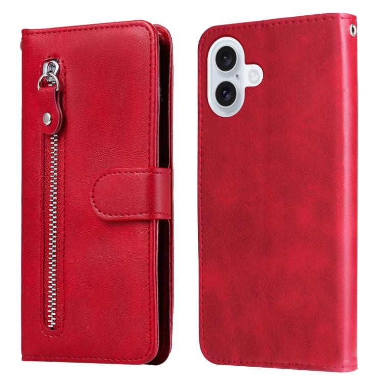 iPhone 16/17 Calf Texture Zipper Leather Fashion Case