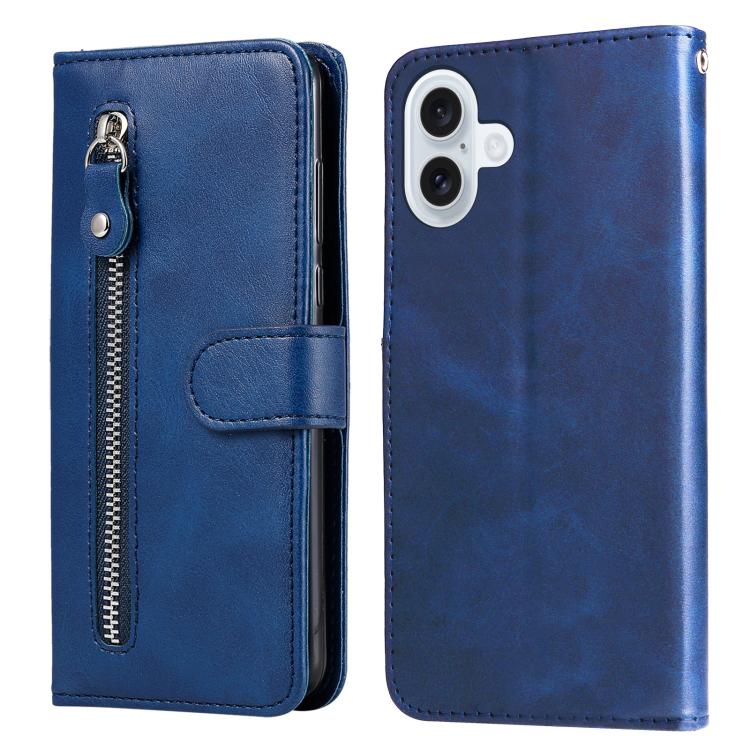 iPhone 16/17 Calf Texture Zipper Leather Fashion Case
