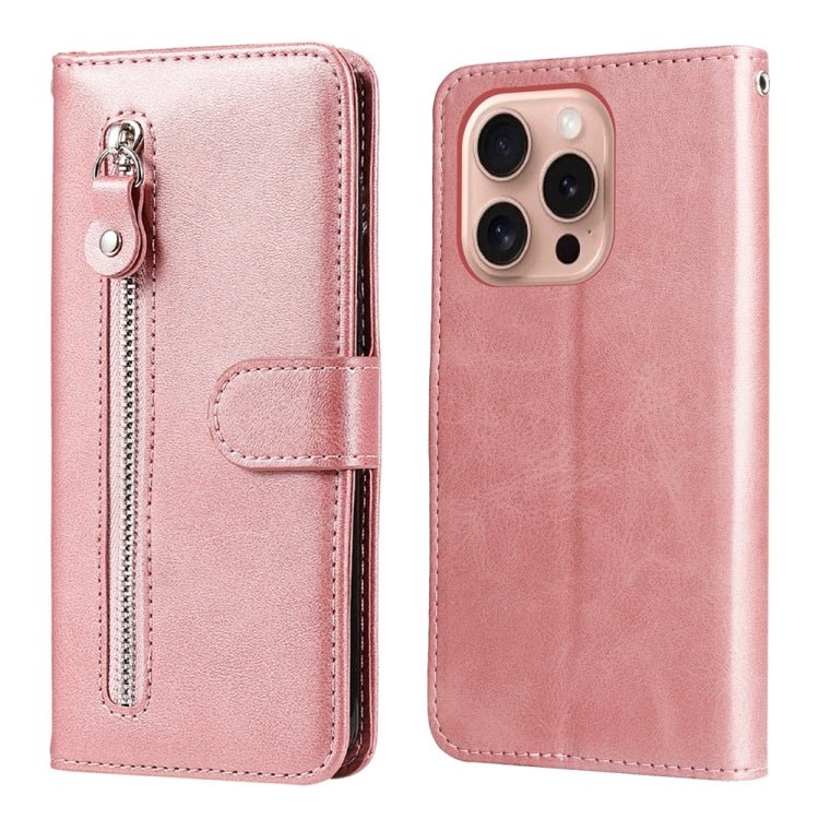 iPhone 16/17 Calf Texture Zipper Leather Fashion Case