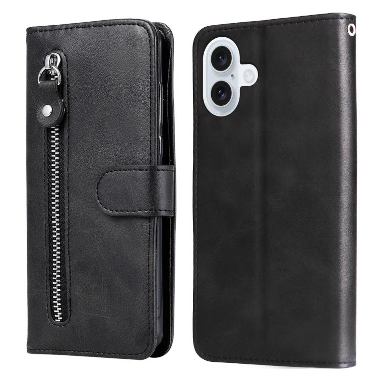 iPhone 16/17 Calf Texture Zipper Leather Fashion Case