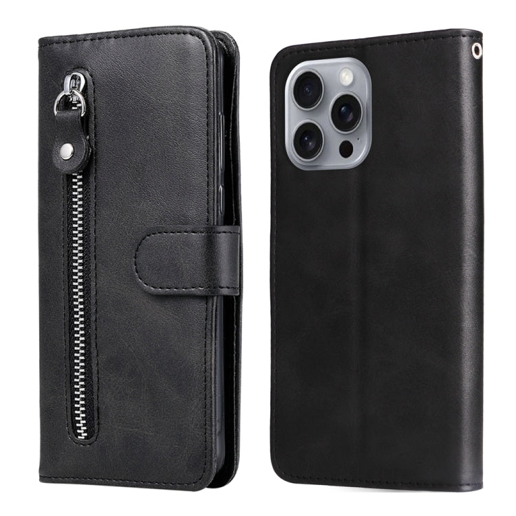 iPhone 16/17 Calf Texture Zipper Leather Fashion Case
