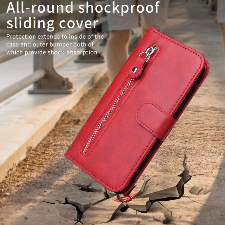 iPhone 16/17 Calf Texture Zipper Leather Fashion Case