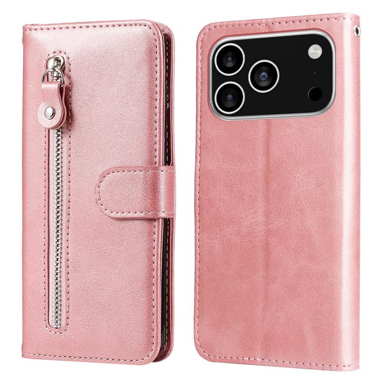 iPhone 16/17 Calf Texture Zipper Leather Fashion Case