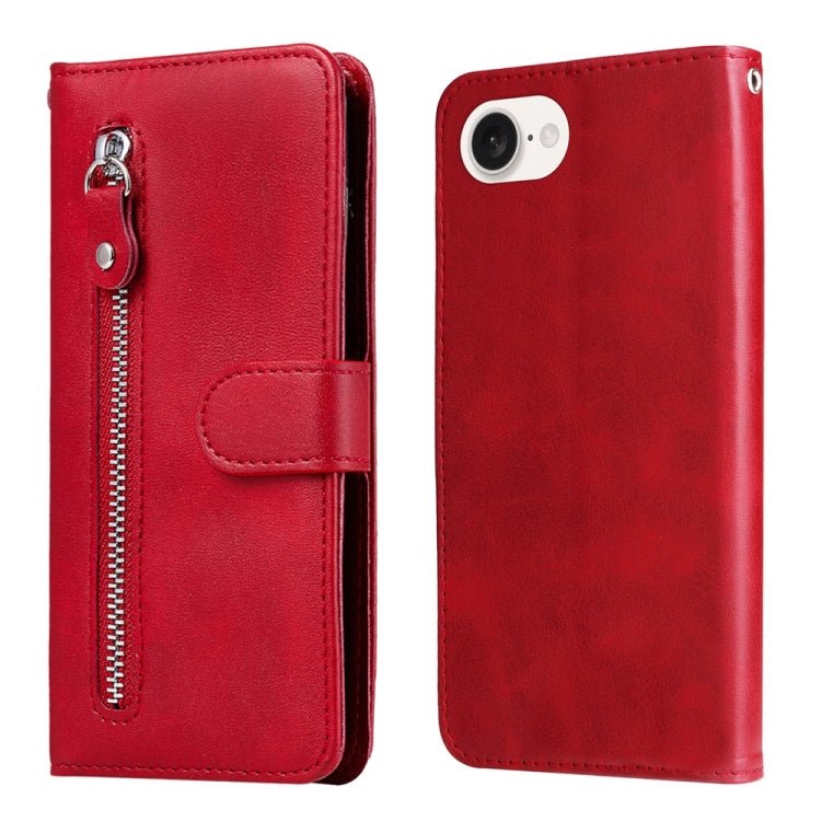 iPhone 16/17 Calf Texture Zipper Leather Fashion Case