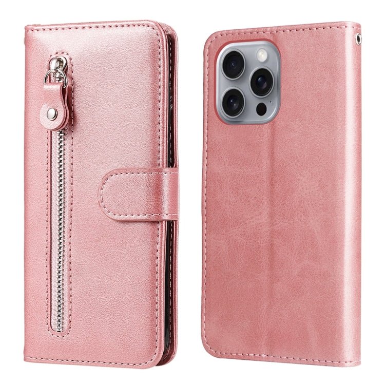 iPhone 16/17 Calf Texture Zipper Leather Fashion Case