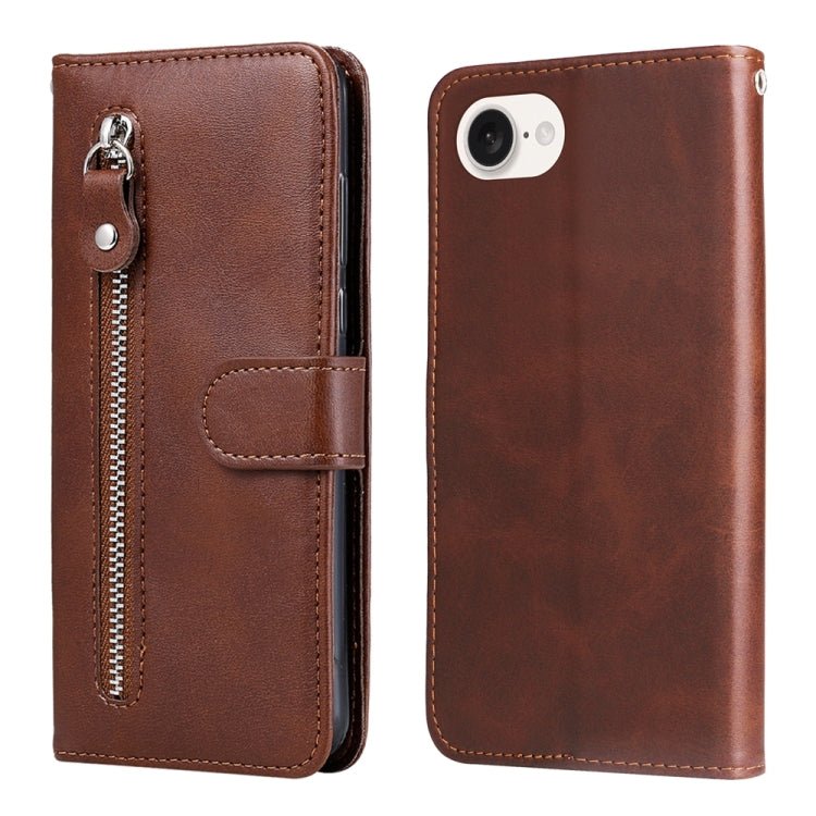 iPhone 16/17 Calf Texture Zipper Leather Fashion Case