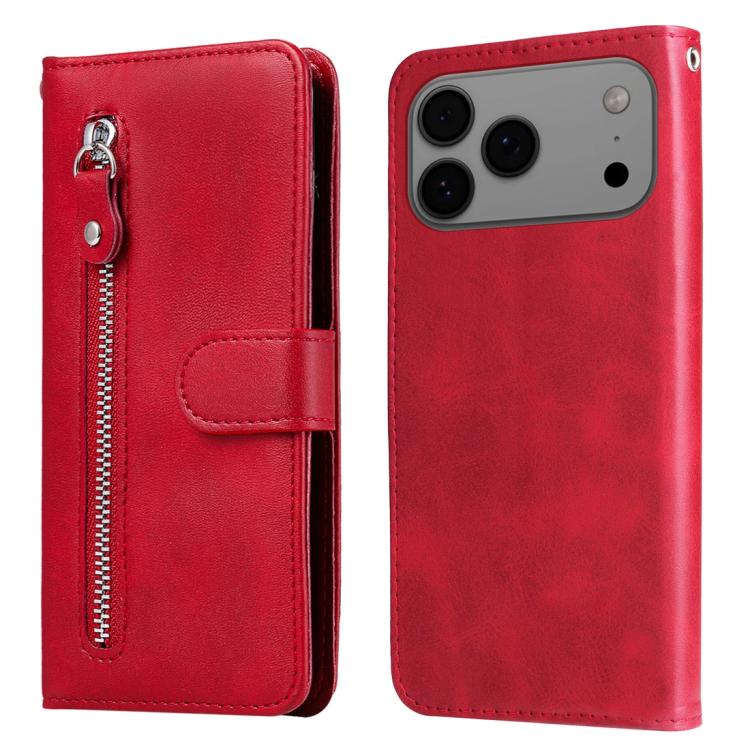 iPhone 16/17 Calf Texture Zipper Leather Fashion Case