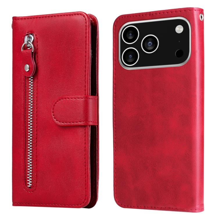 iPhone 16/17 Calf Texture Zipper Leather Fashion Case