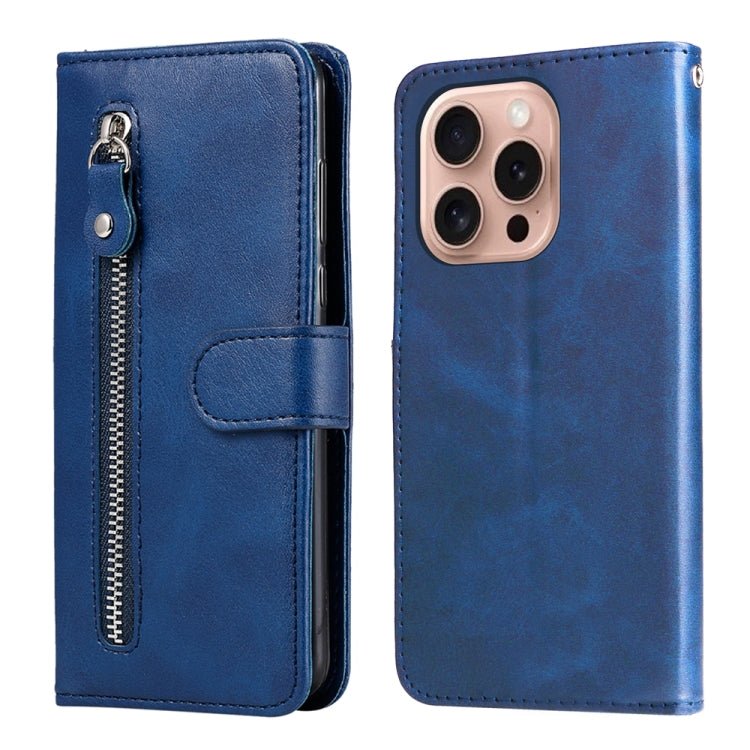 iPhone 16/17 Calf Texture Zipper Leather Fashion Case