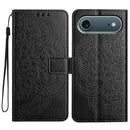 iPhone 16/17 Series Flower Embossed Leather Phone Case