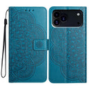 iPhone 16/17 Series Flower Embossed Leather Phone Case