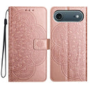 iPhone 16/17 Series Flower Embossed Leather Phone Case