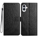iPhone 16/17 Series Flower Embossed Leather Phone Case