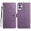 iPhone 16/17 Series Flower Embossed Leather Phone Case