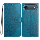 iPhone 16/17 Series Flower Embossed Leather Phone Case