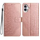iPhone 16/17 Series Flower Embossed Leather Phone Case