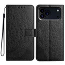 iPhone 16/17 Series Flower Embossed Leather Phone Case