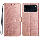 iPhone 16/17 Series Flower Embossed Leather Phone Case