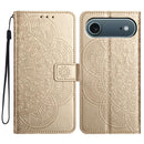 iPhone 16/17 Series Flower Embossed Leather Phone Case