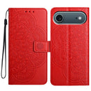 iPhone 16/17 Series Flower Embossed Leather Phone Case