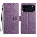 iPhone 16/17 Series Flower Embossed Leather Phone Case