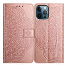 iPhone 16/17 Series Flower Embossed Leather Phone Case