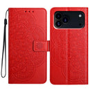 iPhone 16/17 Series Flower Embossed Leather Phone Case