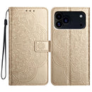 iPhone 16/17 Series Flower Embossed Leather Phone Case