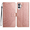 iPhone 16/17 Series Flower Embossed Leather Phone Case