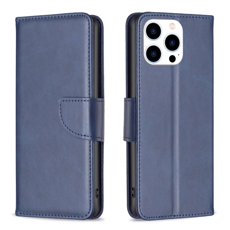iPhone 16/17 Series Lambskin Texture Pure Color Flip Leather Phone Case