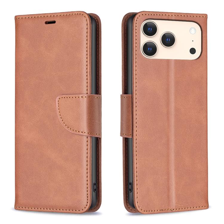 iPhone 16/17 Series Lambskin Texture Pure Color Flip Leather Phone Case