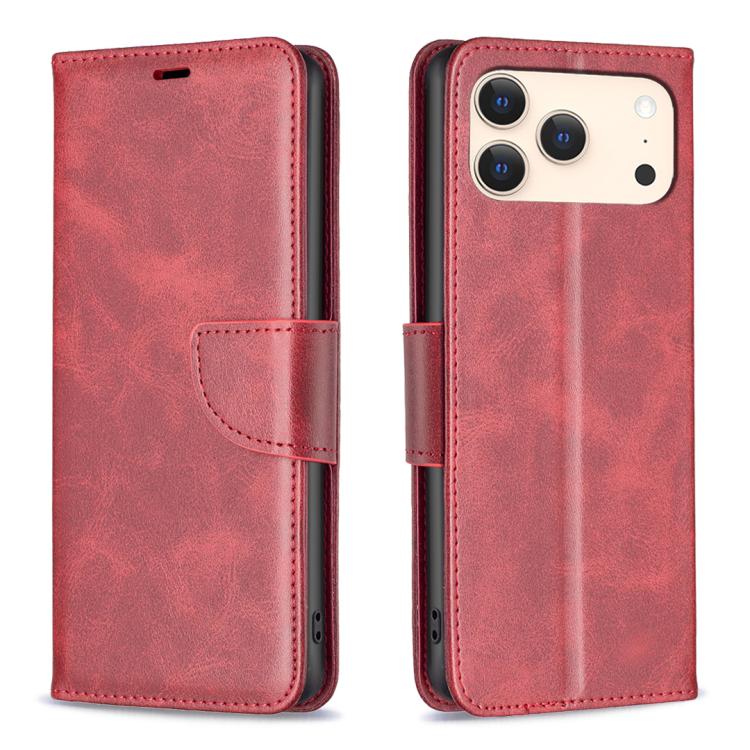 iPhone 16/17 Series Lambskin Texture Pure Color Flip Leather Phone Case