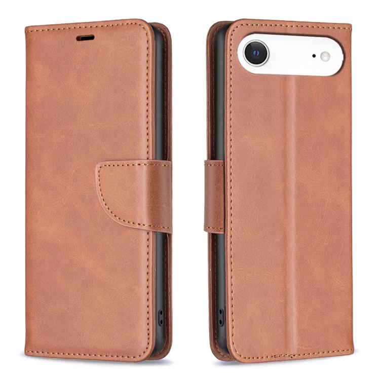 iPhone 16/17 Series Lambskin Texture Pure Color Flip Leather Phone Case