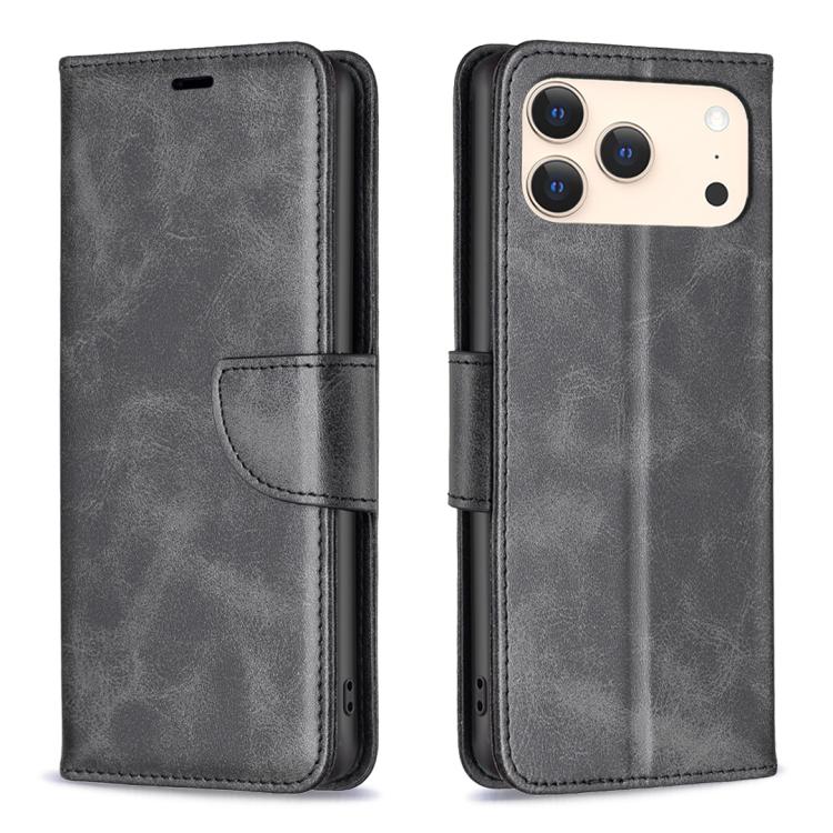 iPhone 16/17 Series Lambskin Texture Pure Color Flip Leather Phone Case