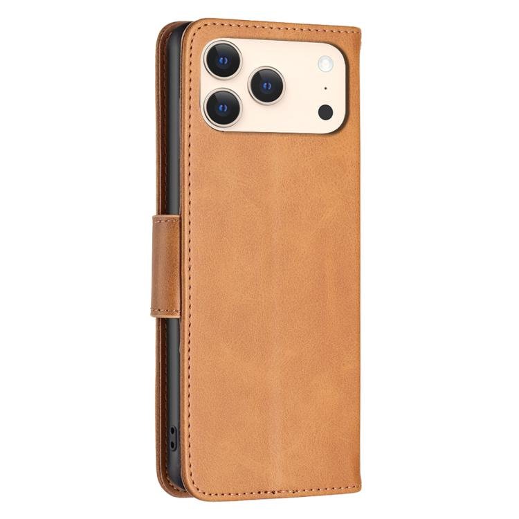iPhone 16/17 Series Lambskin Texture Pure Color Flip Leather Phone Case