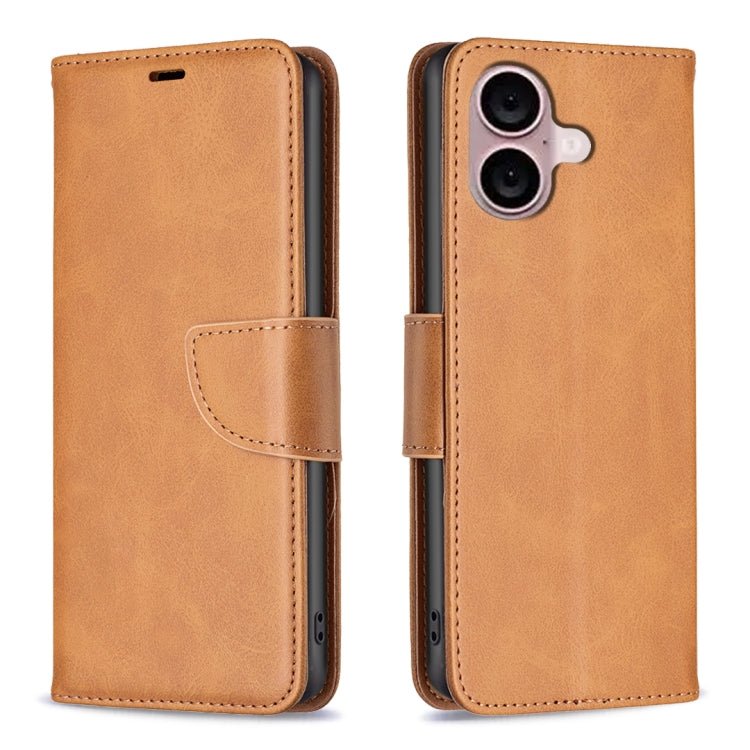 iPhone 16/17 Series Lambskin Texture Pure Color Flip Leather Phone Case