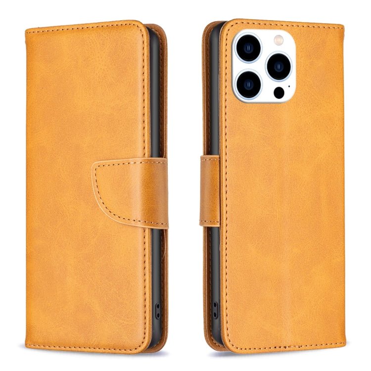 iPhone 16/17 Series Lambskin Texture Pure Color Flip Leather Phone Case