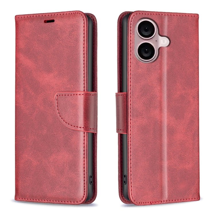 iPhone 16/17 Series Lambskin Texture Pure Color Flip Leather Phone Case