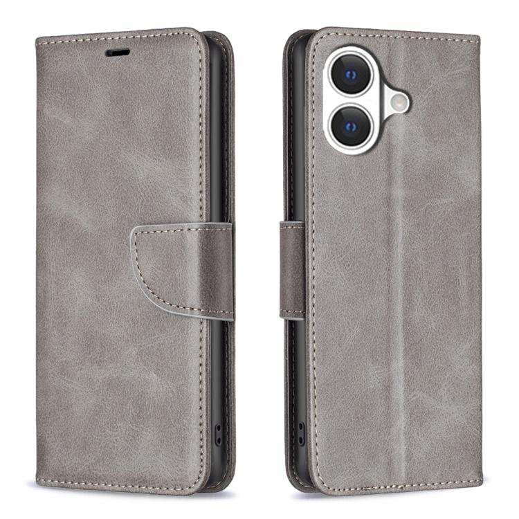 iPhone 16/17 Series Lambskin Texture Pure Color Flip Leather Phone Case