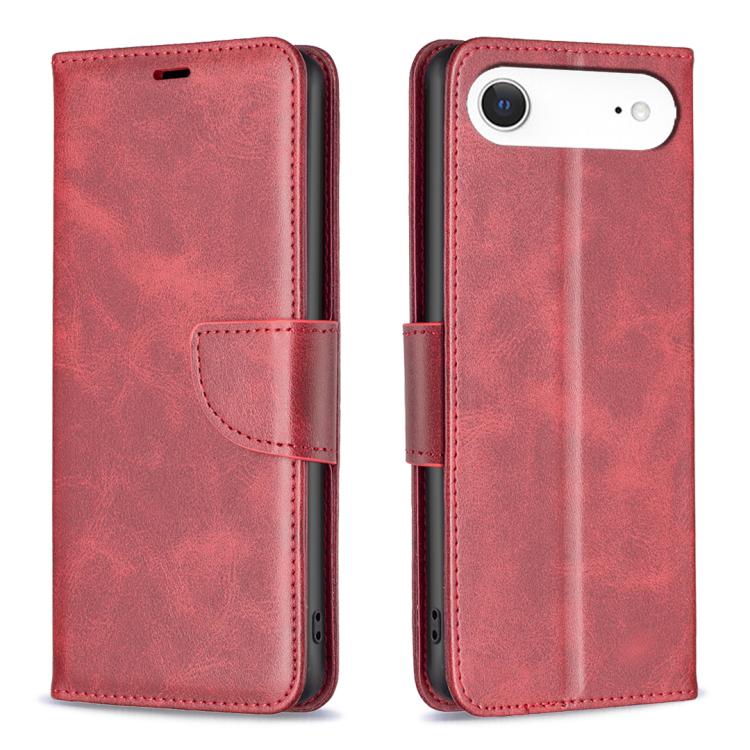 iPhone 16/17 Series Lambskin Texture Pure Color Flip Leather Phone Case