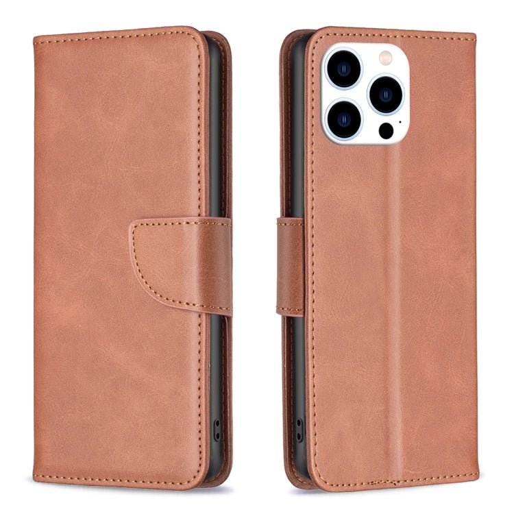 iPhone 16/17 Series Lambskin Texture Pure Color Flip Leather Phone Case