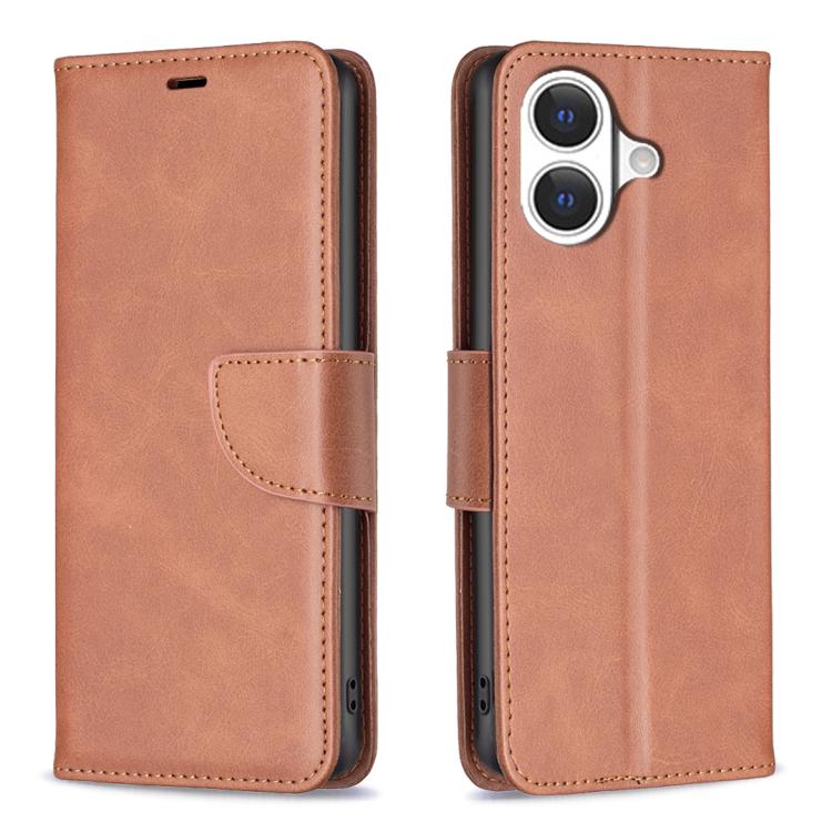 iPhone 16/17 Series Lambskin Texture Pure Color Flip Leather Phone Case