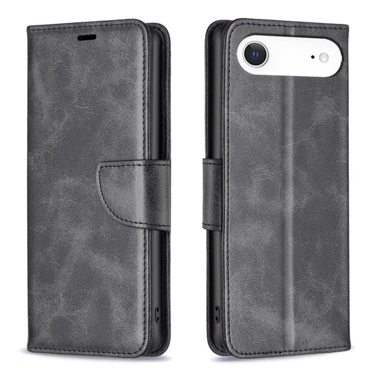 iPhone 16/17 Series Lambskin Texture Pure Color Flip Leather Phone Case
