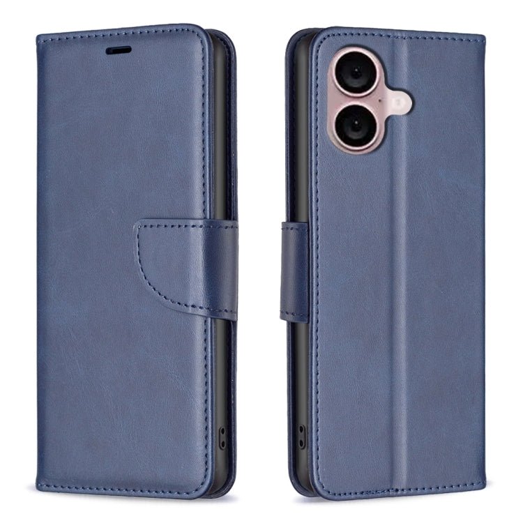 iPhone 16/17 Series Lambskin Texture Pure Color Flip Leather Phone Case