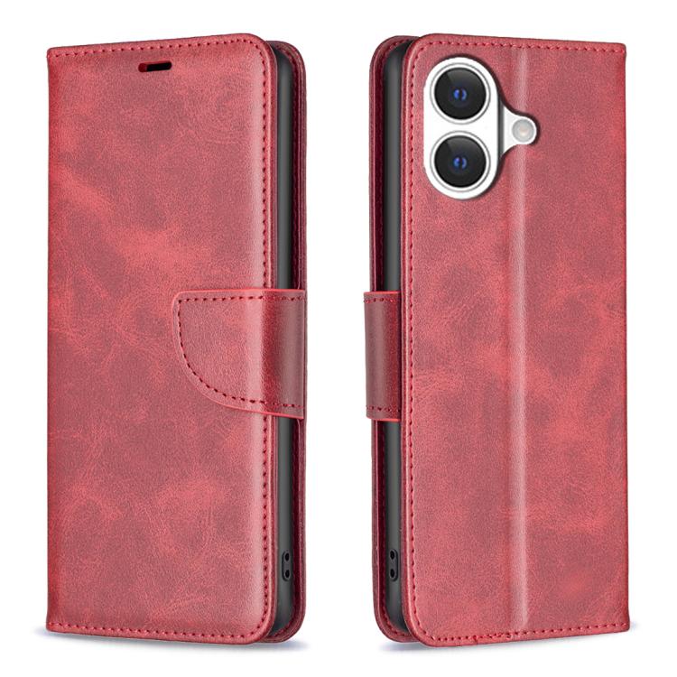 iPhone 16/17 Series Lambskin Texture Pure Color Flip Leather Phone Case