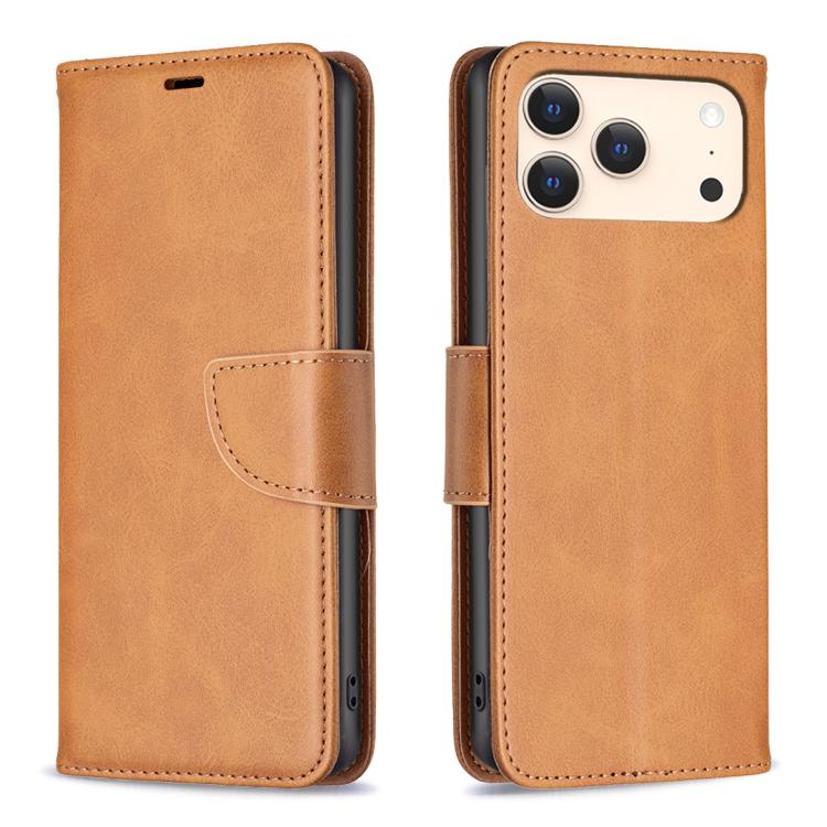 iPhone 16/17 Series Lambskin Texture Pure Color Flip Leather Phone Case