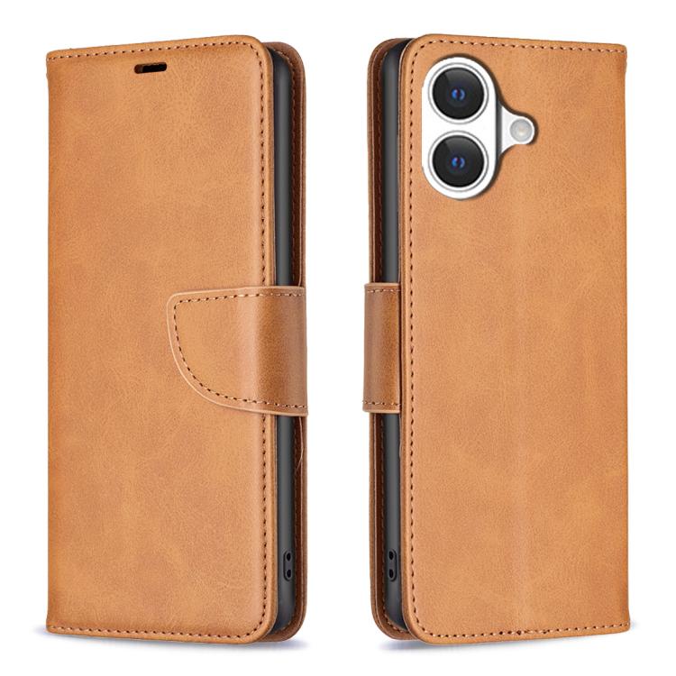 iPhone 16/17 Series Lambskin Texture Pure Color Flip Leather Phone Case