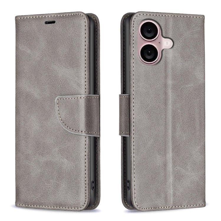 iPhone 16/17 Series Lambskin Texture Pure Color Flip Leather Phone Case
