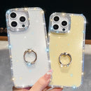 iPhone 16/17 Series Rhinestone Glitter TPU Ring Holder Anti - fall Phone Case